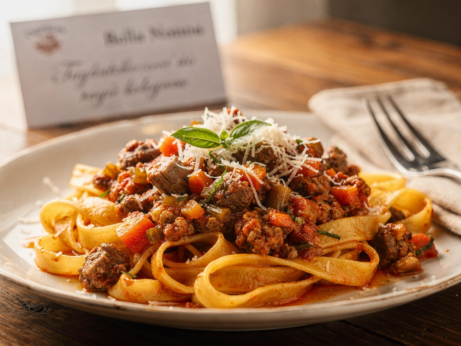 Tagliatelle ao ragù bolognese com massa caseira do Tattero Bella Nonna